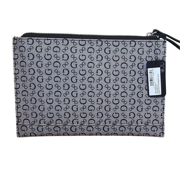 NWT New GUESS Black Rothenberg Monogram Clutch/Wristlet Bag Purse - Picture 3 of 6
